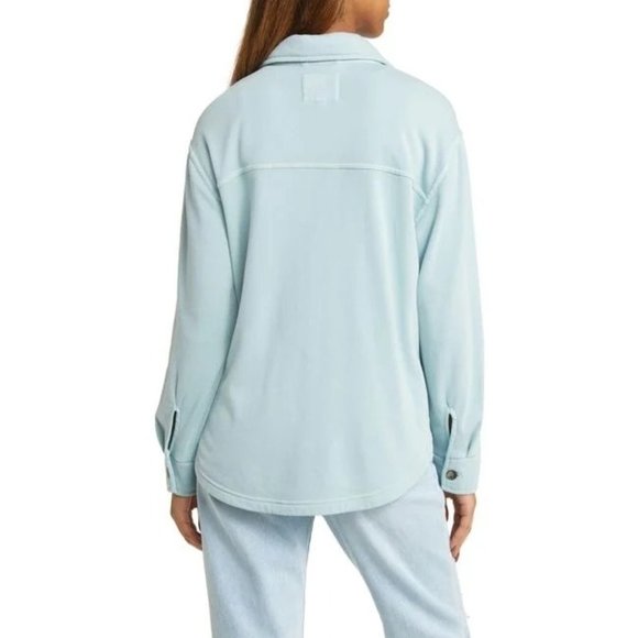 Thread & Suppy Nordstrom Womens Longline Sweatshirt Knit Shacket S Sky Blue - Picture 4 of 10